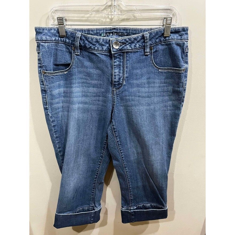 Apt. 9 Jeans Women's 12 Blue Capri Cuffed Whiskered Everyday Pockets Cottagecore